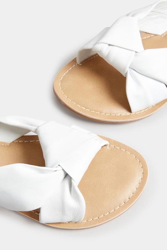 PixieGirl White Leather Knot Sandals In Standard Fit | PixieGirl 5