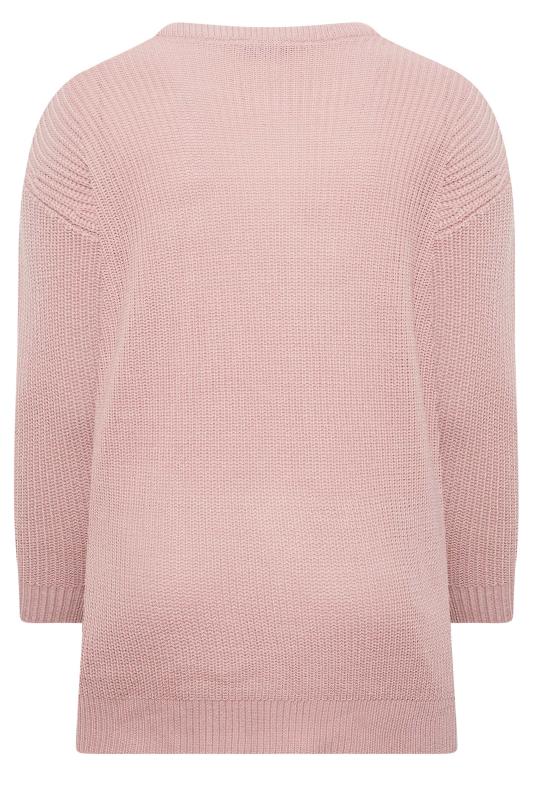 Curve Plus Size Womens Light Pink Long Sleeve Knitted Jumper | Yours Clothing 6