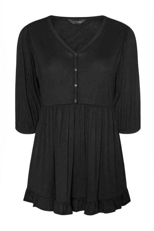 Plus Size Black Button Detail Top | Yours Clothing 5