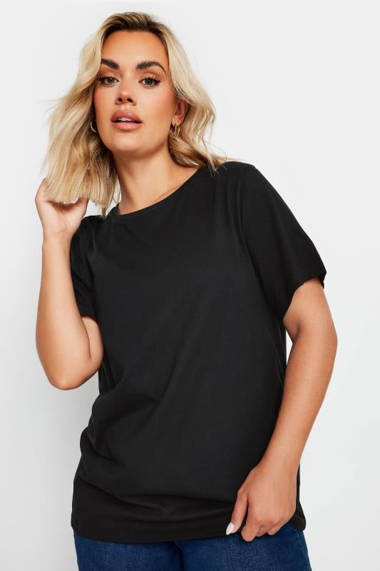 YOURS Plus Size Black Cotton T-Shirt | Yours Clothing  3