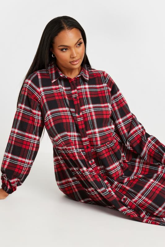 YOURS Plus Size Red Check Print Shirt Dress | Yours Clothing  2