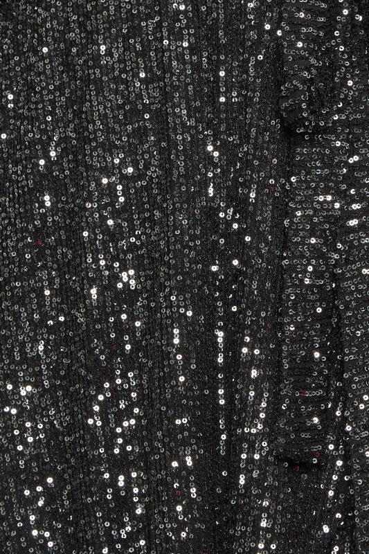 YOURS LONDON Plus Size Silver Sequin Embellished Double Wrap Dress | Yours Clothing 8