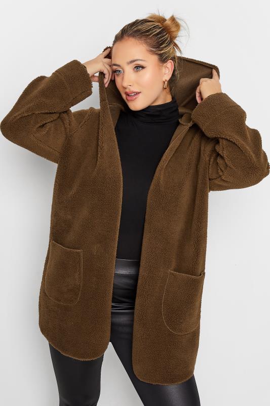 YOURS LUXURY Plus Size Brown Teddy Hooded Jacket | Yours Clothing 4