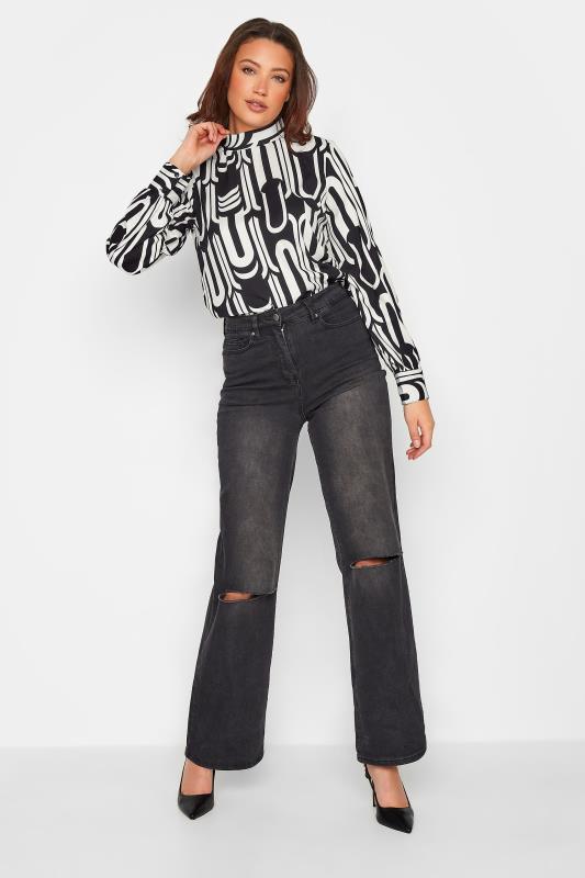 LTS Tall Women's Black & White Abstract Print Blouse | Long Tall Sally 2