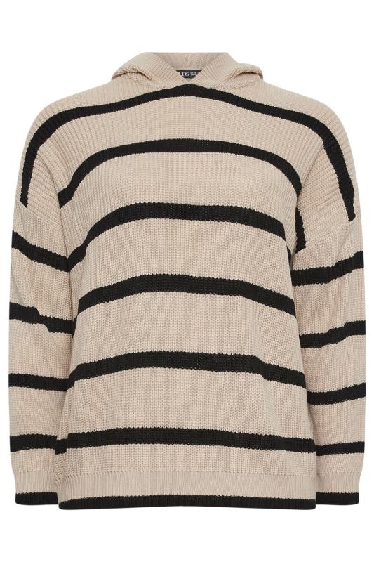 YOURS Curve Beige Brown Striped Hooded Jumper | Yours Clothing 5