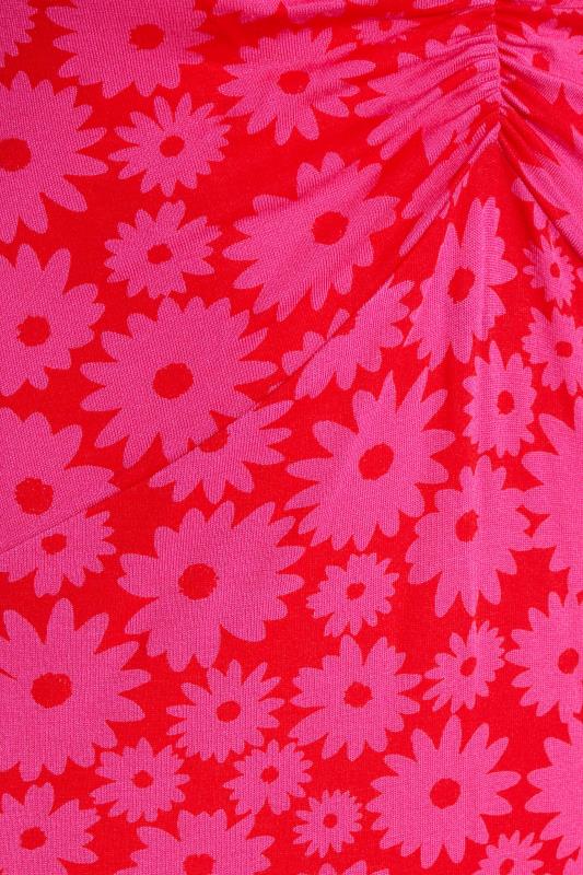LTS Tall Hot Pink Floral Print Ruched Maxi Dress 5