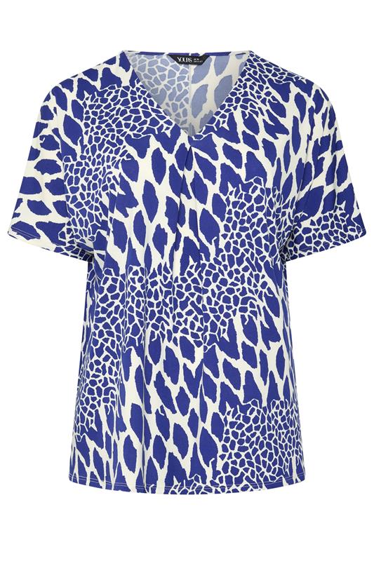 YOURS Curve Blue Abstract Pleat Front Top