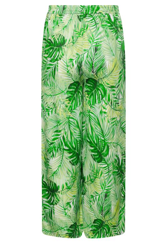LIMITED COLLECTION Plus Size Green Leaf Print Wide Leg Trousers | Yours ...