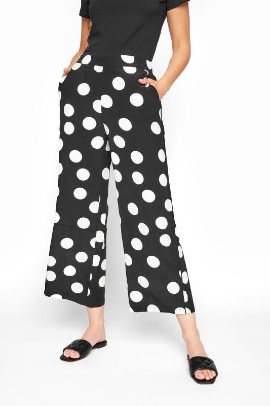 Tall Black & White Polka Dot Print Culottes 2
