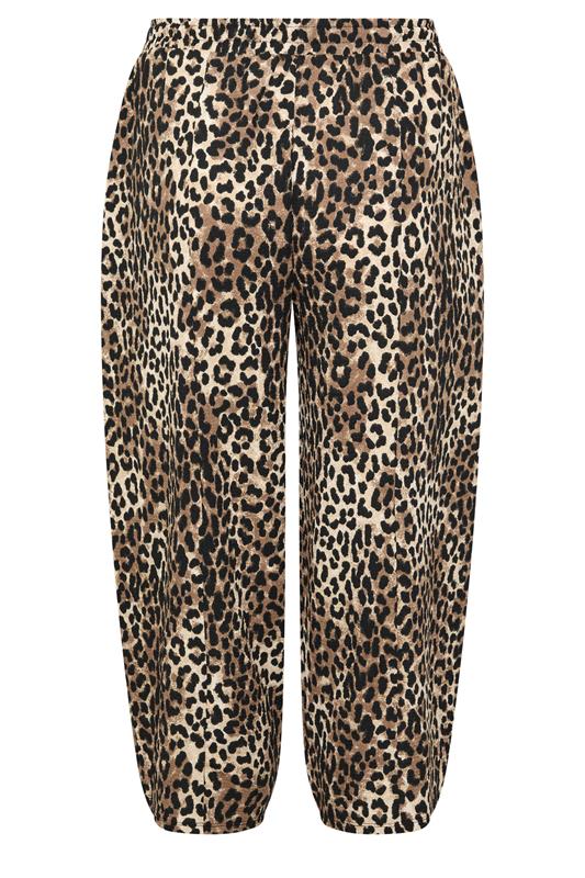 YOURS Plus Size Black Leopard Print Crinkle Barrel Trousers | Yours Clothing 6