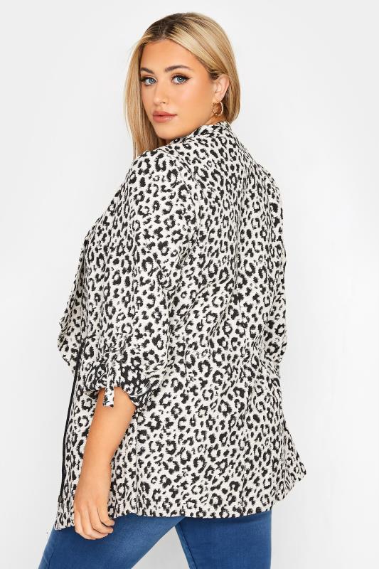 Curve White Leopard Print Longline Jacket 3