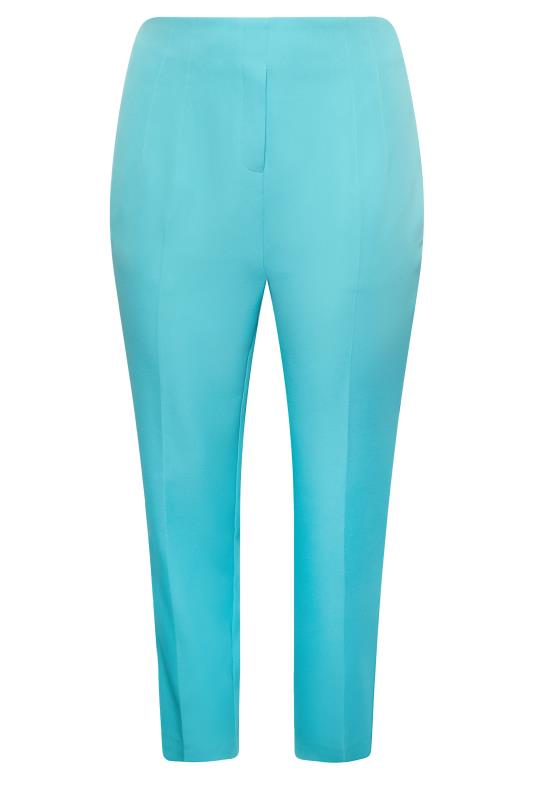 YOURS Plus Size Curve Bright Blue Darted Waist Tapered Trousers  5