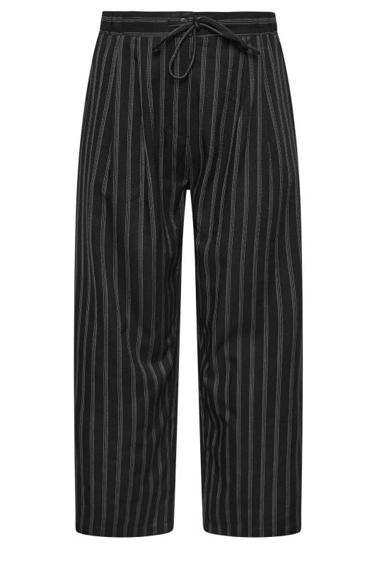 YOURS Plus Size Black Pinstripe Wide Leg Trousers | Yours Clothing  5