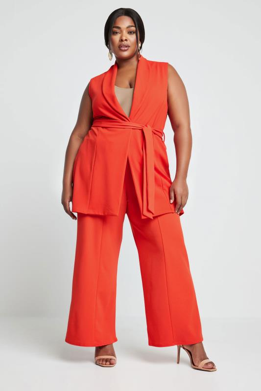 LIMITED COLLECTION Plus Size Orange Sleeveless Blazer | Yours Clothing 2