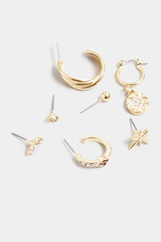 9 PACK Gold Earrings Set | Yours Clothing 4