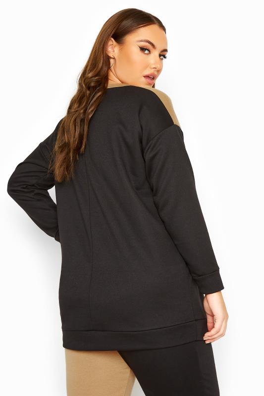 Camel & Black Colour Block Sweatshirt | Yours Clothing