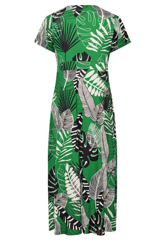 Curve Green Tropical Print Wrap Dress 7