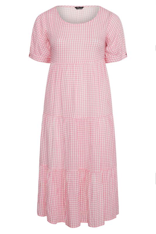 LIMITED COLLECTION Curve Pink Gingham Tiered Smock Dress_X.jpg