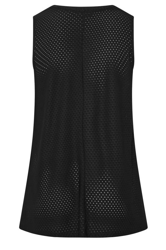 YOURS Curve Black Textured Pointelle Pleat Vest Top | Yours Clothing  7
