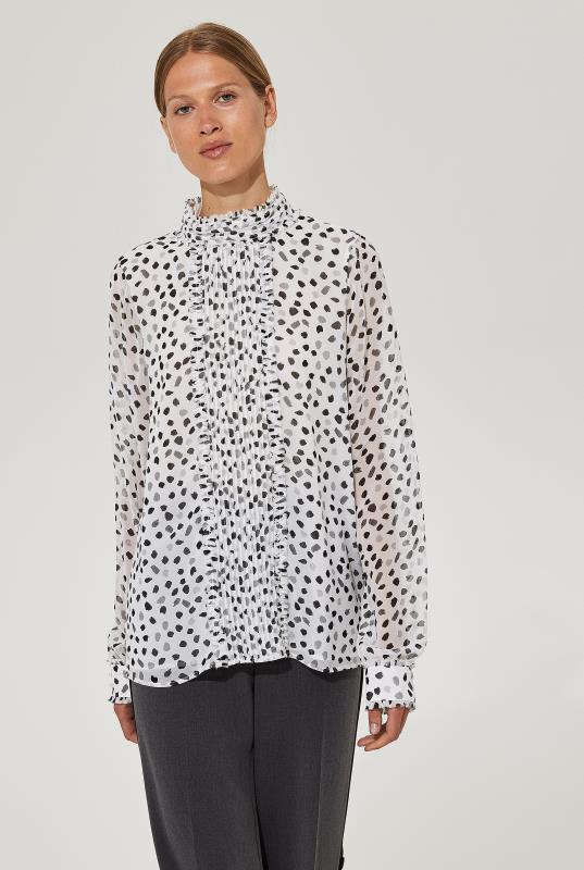 Karl Lagerfeld Paris High Neck Pleat Front Blouse | Long Tall Sally