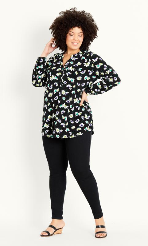 Floral Jersey Shirt Black 3