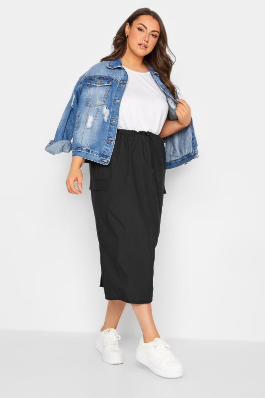 YOURS Plus Size Curve Black Cargo Skirt | Yours Clothing  2