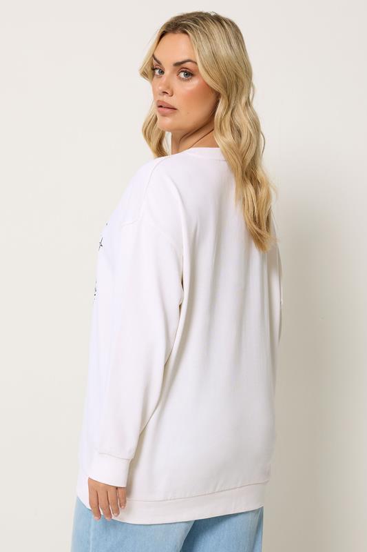 YOURS Plus Size Ivory White Floral Sun Graphic Sweatshirt | Yours Clothing 2