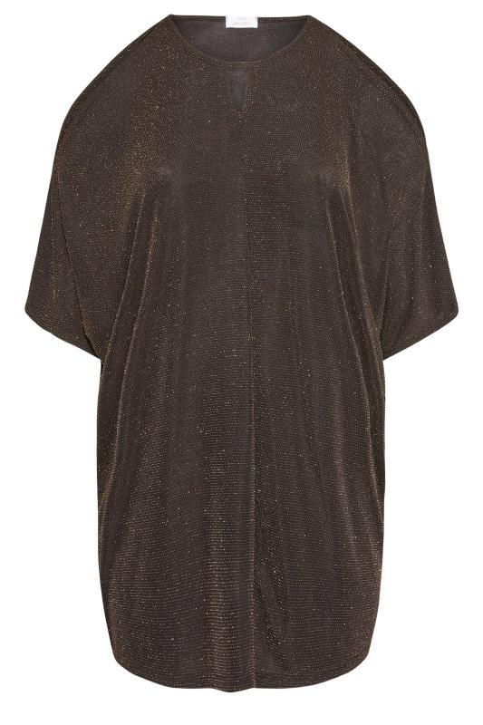 Plus Size YOURS LONDON Black & Gold Glitter Cold Shoulder Top | Yours Clothing 6