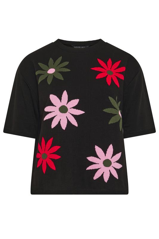 LIMITED COLLECTION Plus Size Black Floral Knitted Boxy T-Shirt 5