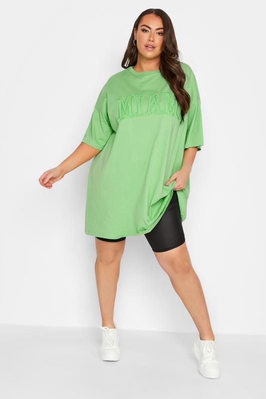 YOURS Plus Size Curve Green 'Miami' Tunic T-Shirt | Yours Clothing  5