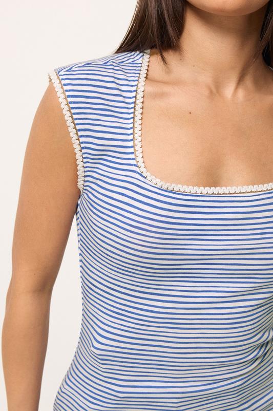 PixieGirl Petite 2 PACK Women's White & Blue Stripe Cotton Vest Top | PixieGirl 6