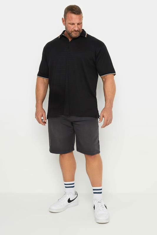  Grande Taille KAM Big & Tall Charcoal Grey Stretch Denim Shorts