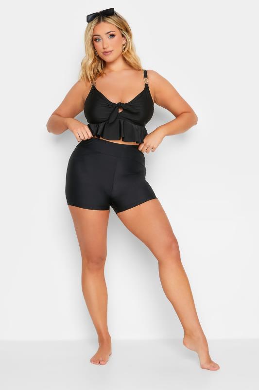 YOURS Curve Plus Size Black Front Knot Bikini Top | Yours Clothing  5