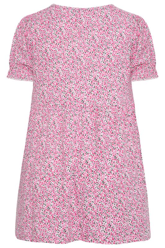 LIMITED COLLECTION Curve Pink Ditsy Print Puff Sleeve Smock Top 6