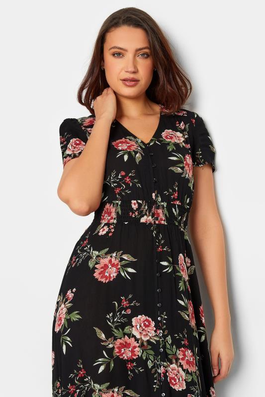 LTS Tall Women's Black Floral Print Shirred Waist Maxi Dress | Long Tall Sally 4