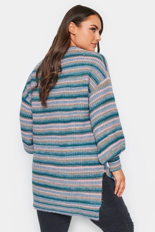 YOURS LUXURY Plus Size Teal Blue Stripe Knitted Jumper | Yours Clothing 3