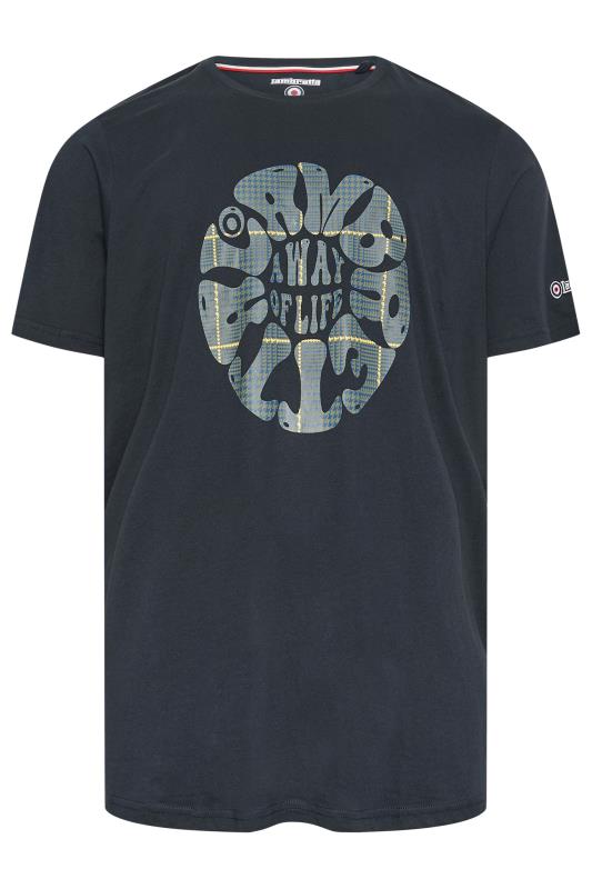 LAMBRETTA Big & Tall Navy Blue 'Lambretta' Circle Print Slogan T-Shirt | BadRhino 2
