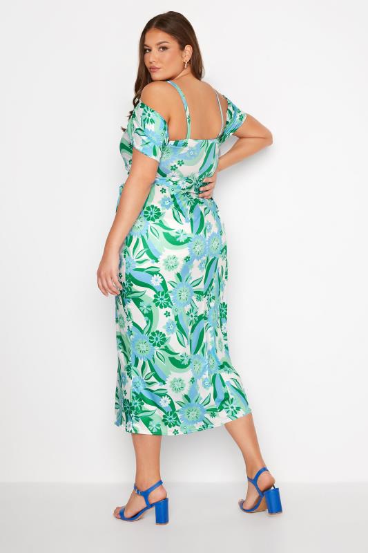 YOURS LONDON Plus Size Blue Retro Floral Maxi Dress | Yours Clothing 4