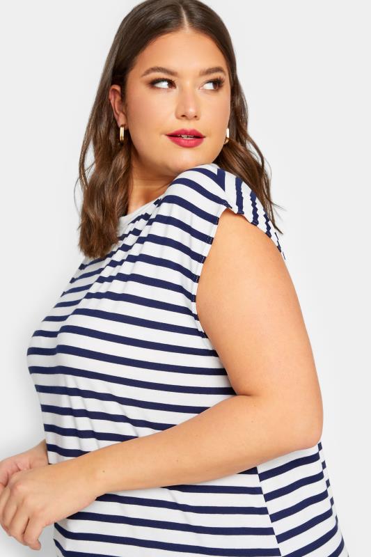 LIMITED COLLECTION Plus Size Navy Blue Stripe Boxy Vest Top | Yours Clothing 4