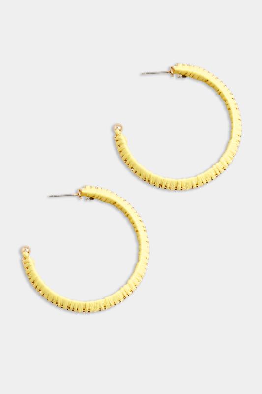 Yellow Raffia Hoop Earrings | Yours Clothing 2