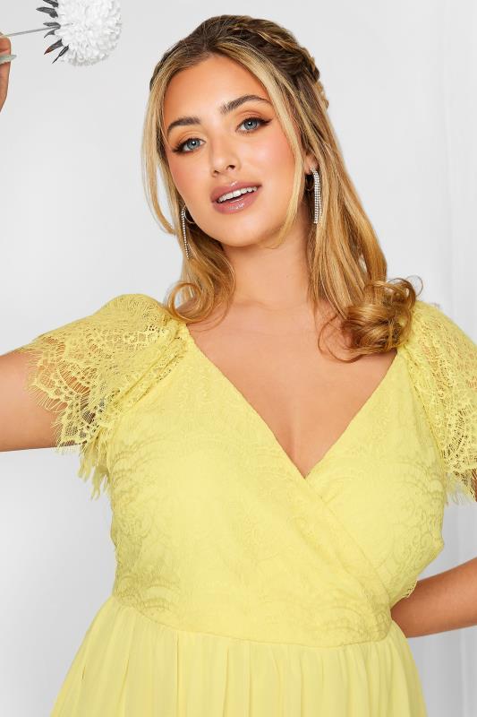YOURS LONDON Plus Size Yellow Lace Detail Wrap Maxi Dress | Yours Clothing 4
