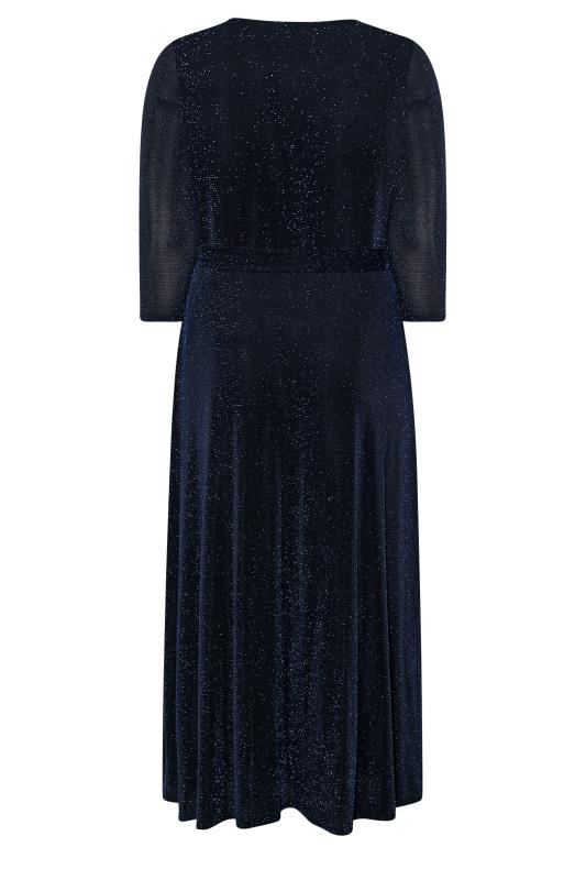 YOURS LONDON Curve Cobalt Blue Glitter Maxi Wrap Dress 6