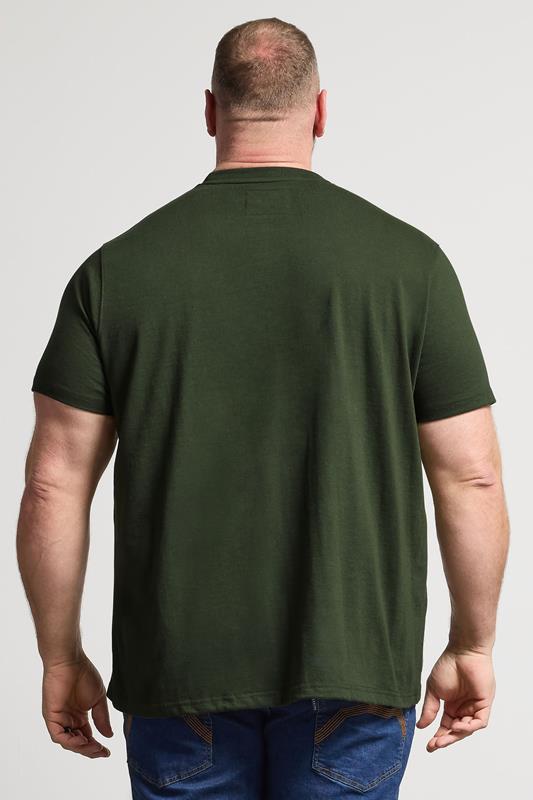 BadRhino Big & Tall Dark Green Embroidered Script T-Shirt | BadRhino 4