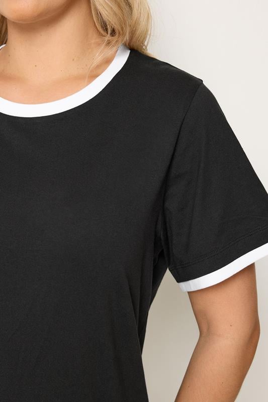 YOURS Plus Size Black Contrast Trim T-Shirt | Yours Clothing 4