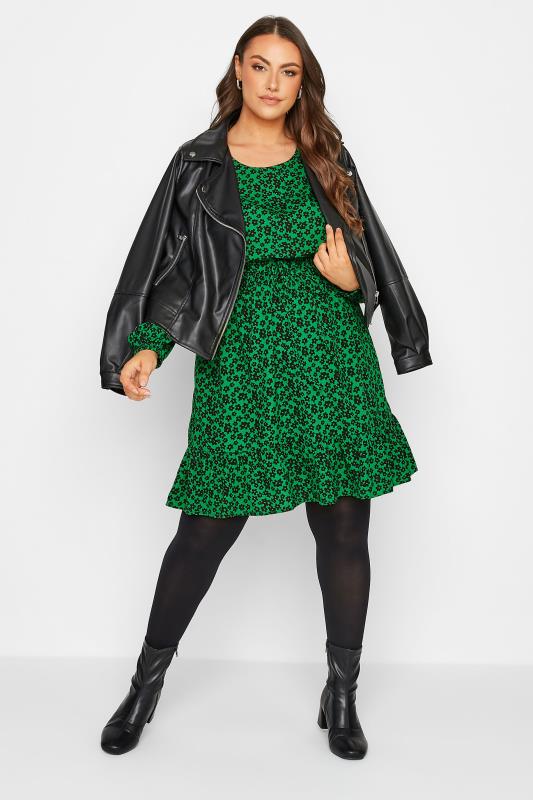 Plus Size Green Floral Print Midi Dress | Yours Clothing 2