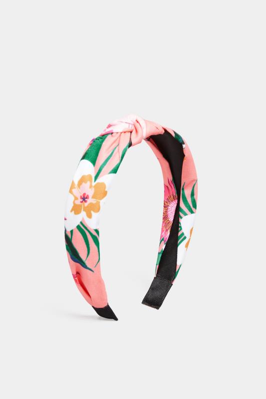 Pink Tropical Print Knot Headband | Yours Clothing  1