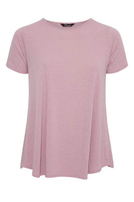 LIMITED COLLECTION Curve Mauve Pink Ribbed Swing Top_F.jpg