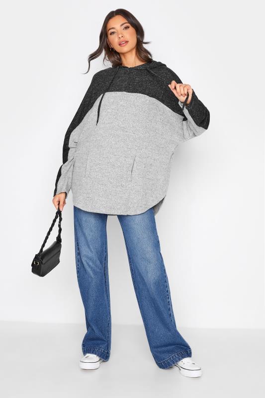 LTS Tall Grey Colourblock Soft Touch Hoodie 2