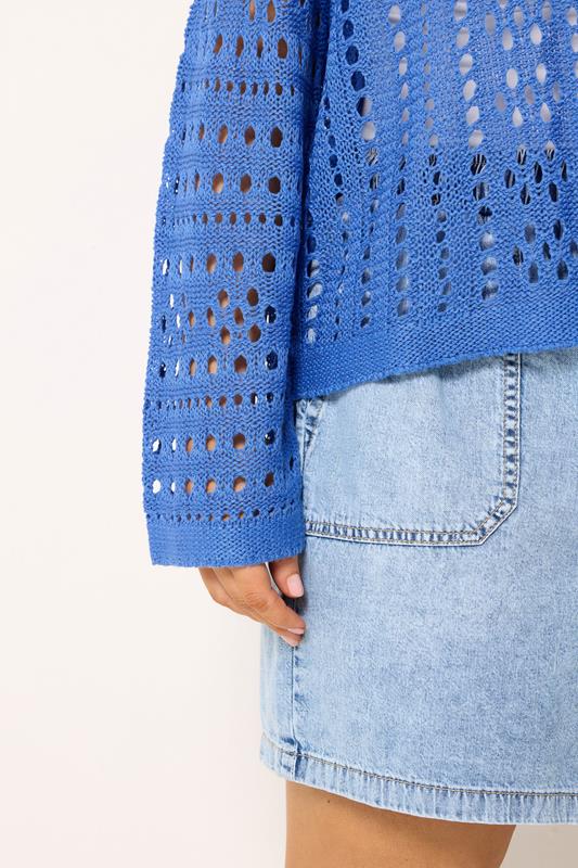 YOURS Plus Size Blue Chunky Knit Cardigan | Yours Clothing 4