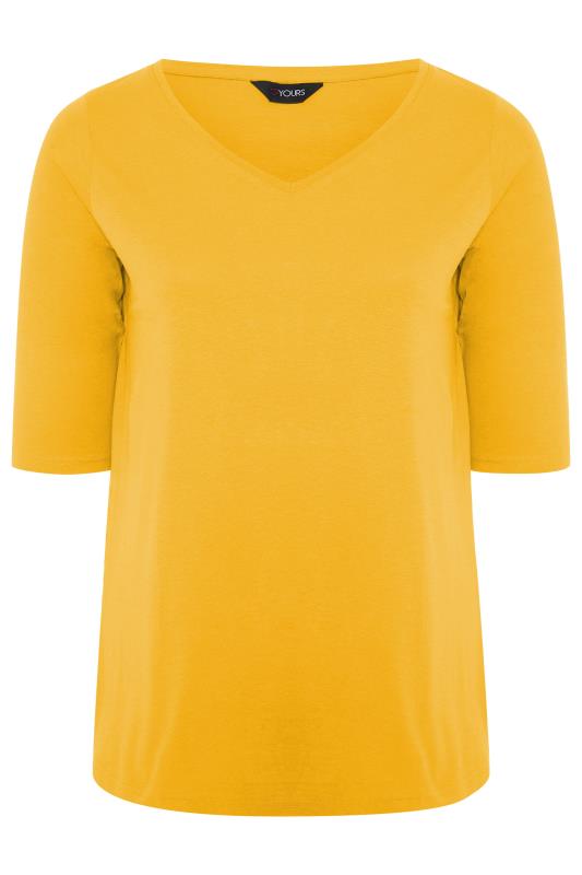 Mustard Yellow V-Neck Cotton Top_F.jpg